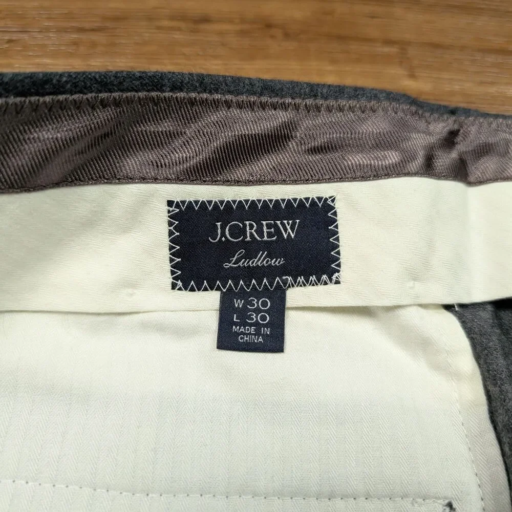 J.Crew Ludlow Dress Pants Men 30x30(29) Gray Vitale Barberis Canonico Wool